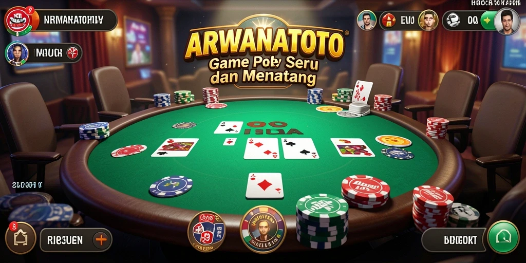 Tampilan menarik dari gameplay poker di ARWANATOTO.