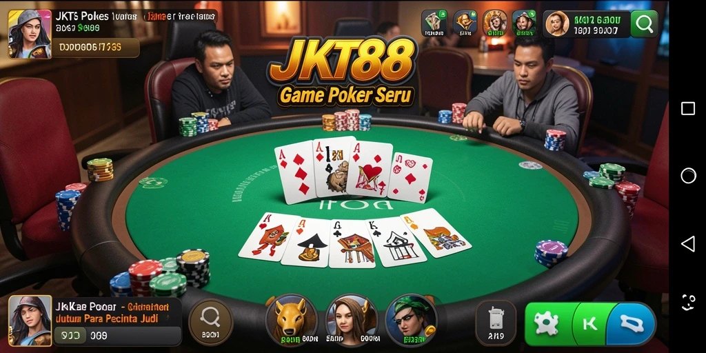 Screenshot JKT88 menampilkan pemain yang sedang asyik bermain Poker.