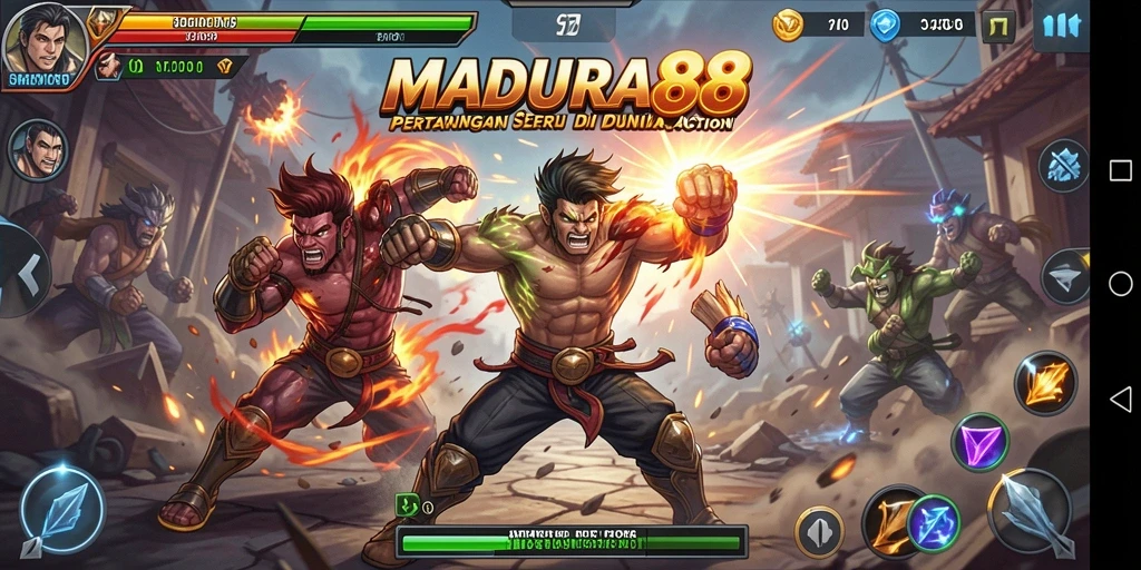Tangkapan layar menunjukkan aksi mendebarkan dalam MADURA88.