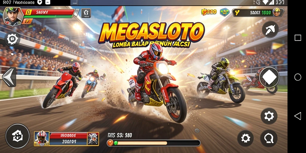 Tampilan menakjubkan dari gameplay balap di MEGASLOTO.