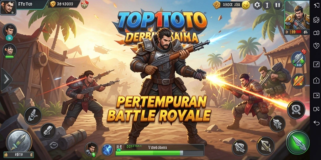 Screenshot gameplay TOP1TOTO dengan aksi pertempuran yang mendebarkan.