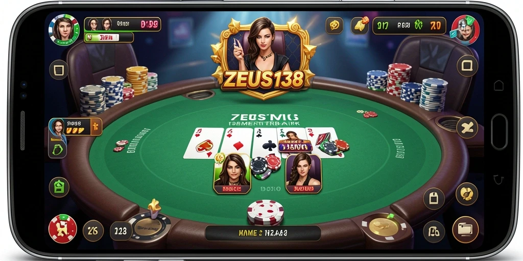 Tangkapan layar utama ZEUS138 menampilkan gameplay seru Poker yang kompetitif.
