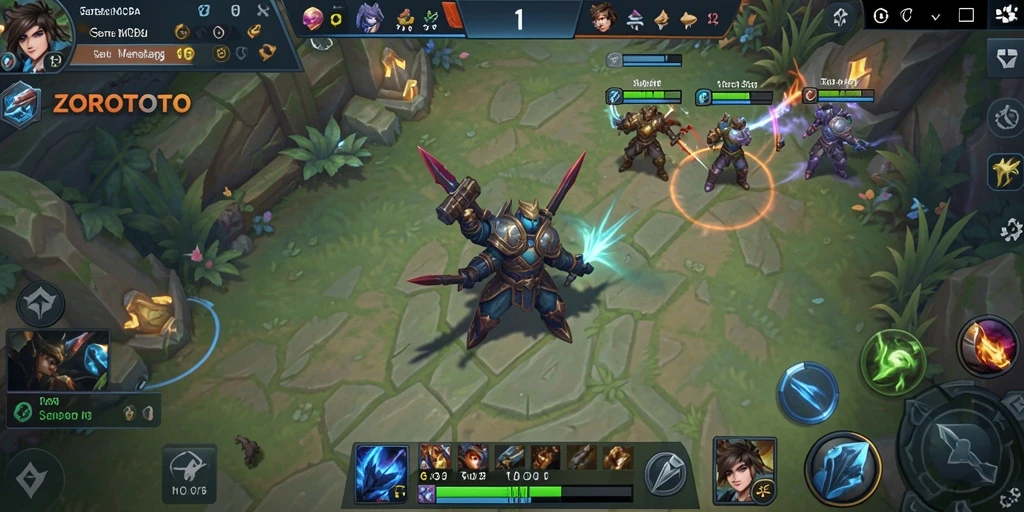Gameplay menarik ZOROTOTO dengan pertempuran tim strategis.